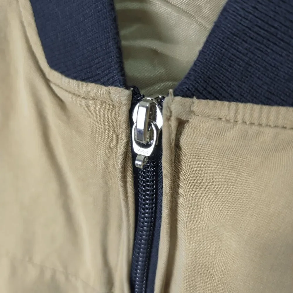 Giffini Lightweight Bomber Jacket Tan Black Trim Size Large Mens
